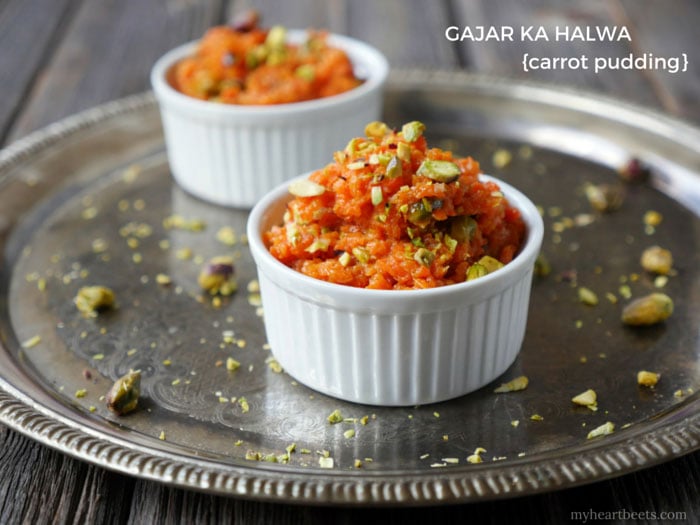Gajar ka Halwa is a Carrot and Cardamom Pudding (Indian dessert made paleo) by Ashley of MyHeartBeets.com