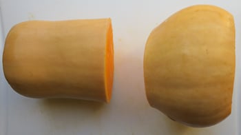 separate the skinny part of squash from the bulb