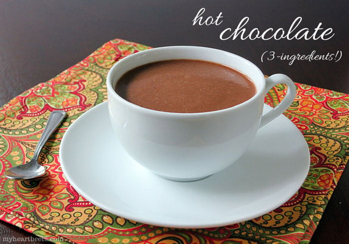 3-ingredient Paleo Hot Chocolate by myheartbeets.com