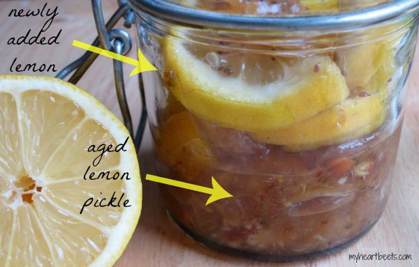 this Indian lemon pickle (achar) is a great way to use up your leftover lemons - myheartbeets.com