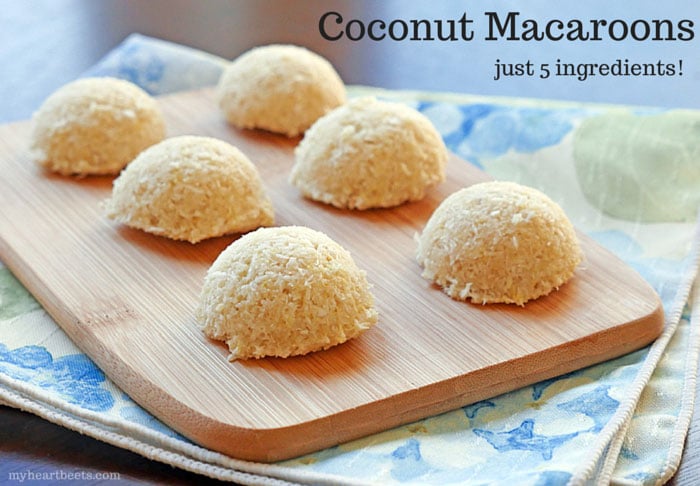 These raw coconut macaroons are made with just 5 ingredients! myheartbeets.com