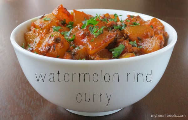 don't waste watermelon rinds! make a watermelon rind curry on myheartbeets.com