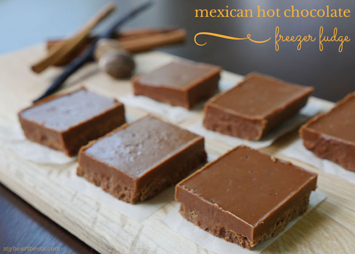 mexican hot chocolate freezer fudge by myheartbeets.com