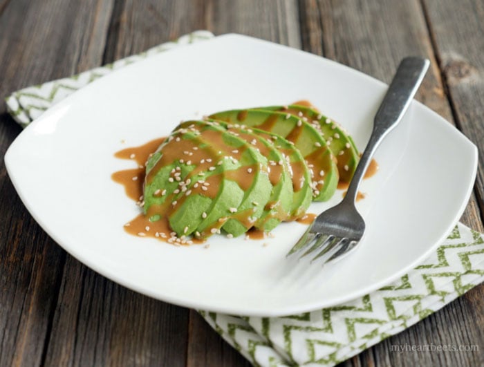 Asian Avocado Salad - a simple and filling snack or side by myheartbeets.com