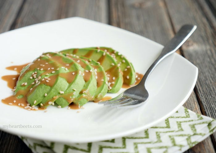 Asian Avocado Salad - a simple and filling snack or side by myheartbeets.com
