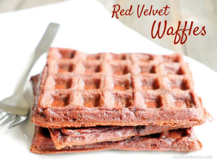 Grain-free Red Velvet Waffles by myheartbeets.com