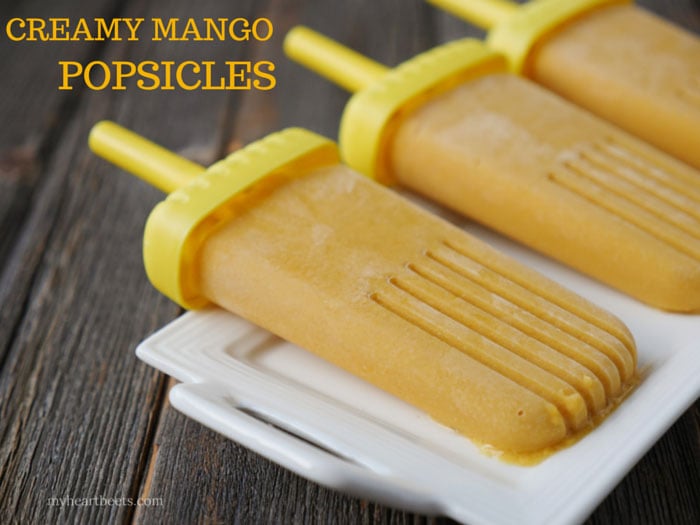 creamy mango popsicles by myheartbeets.com