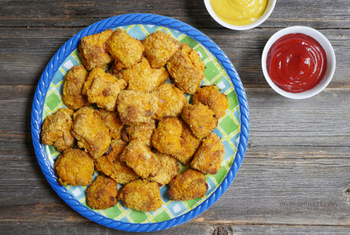 baked paleo chicken nuggets by myheartbeets.com