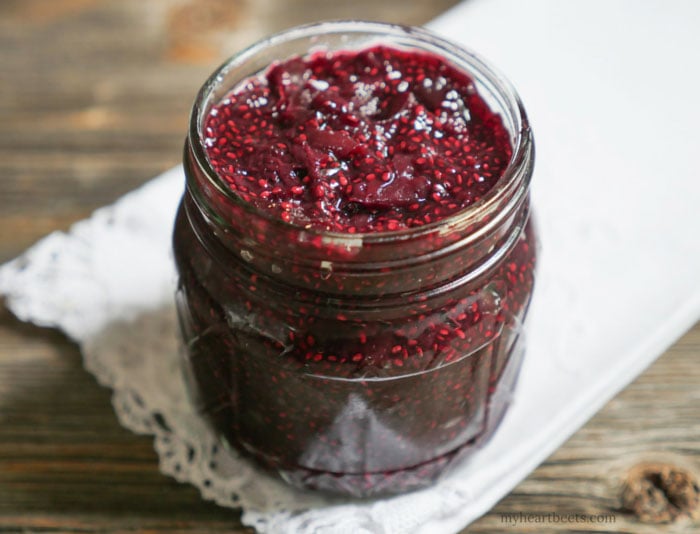 3-ingredient cherry chia jam by myheartbeets.com