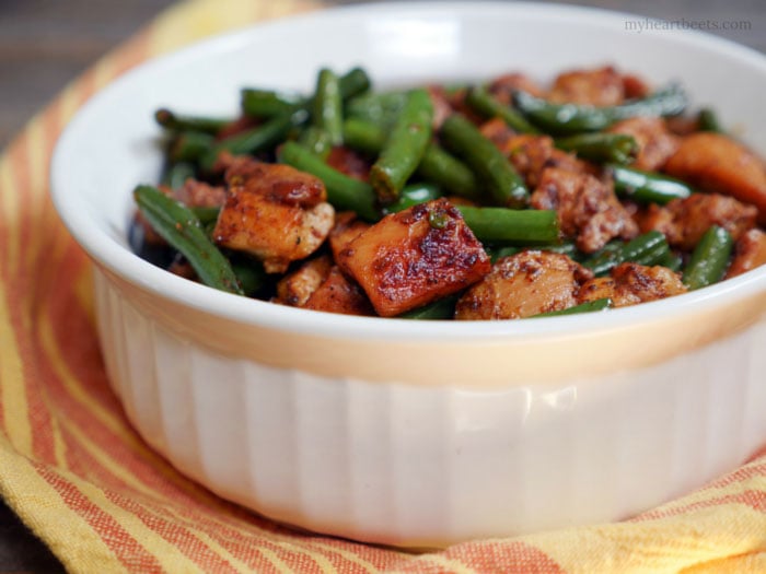 Chipotle Chicken and Green Beans by MyHeartBeets.com