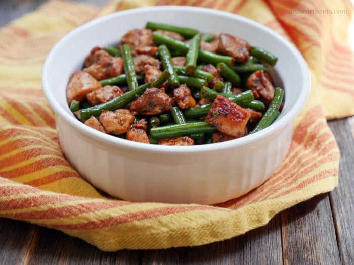Chipotle Chicken and Green Beans by MyHeartBeets.com