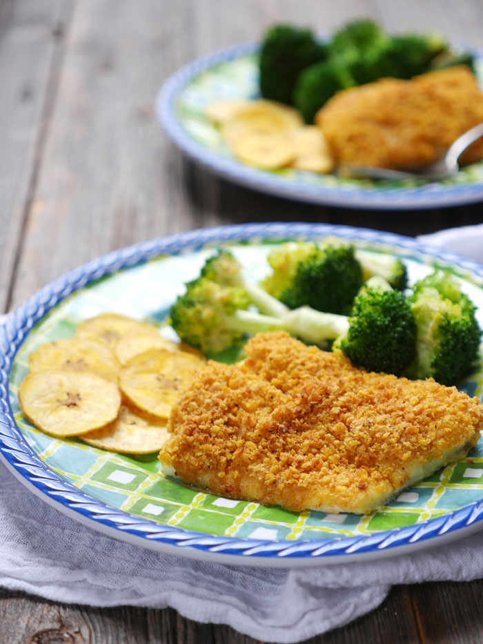 Plantain Crusted Haddock (gluten-free breaded fish) by Ashley of MyHeartBeets.com
