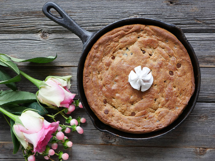 Chocolate and Rose Skillet Cake by Ashley of MyHeartBeets.com
