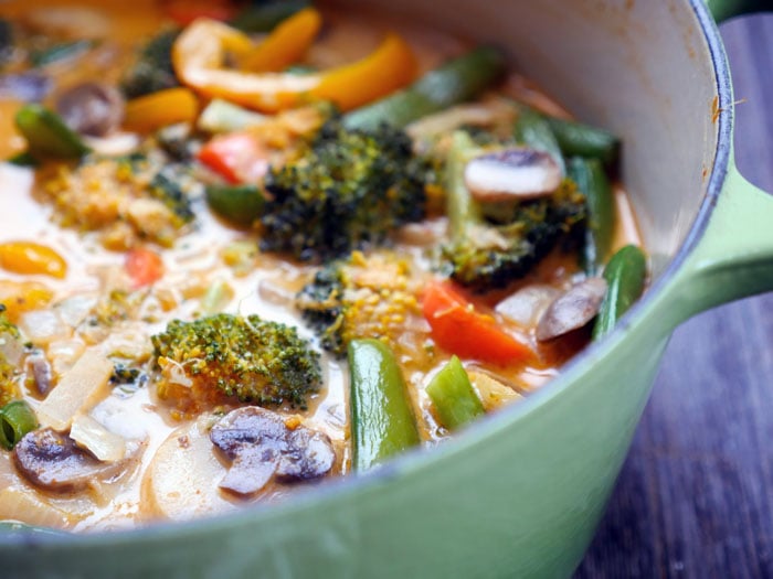 Thai Red Vegetable Curry by Ashley of MyHeartBeets.