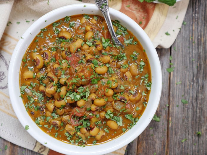 Instant Pot Indian black eyed pea curry by Ashley of MyHeartBeets.com