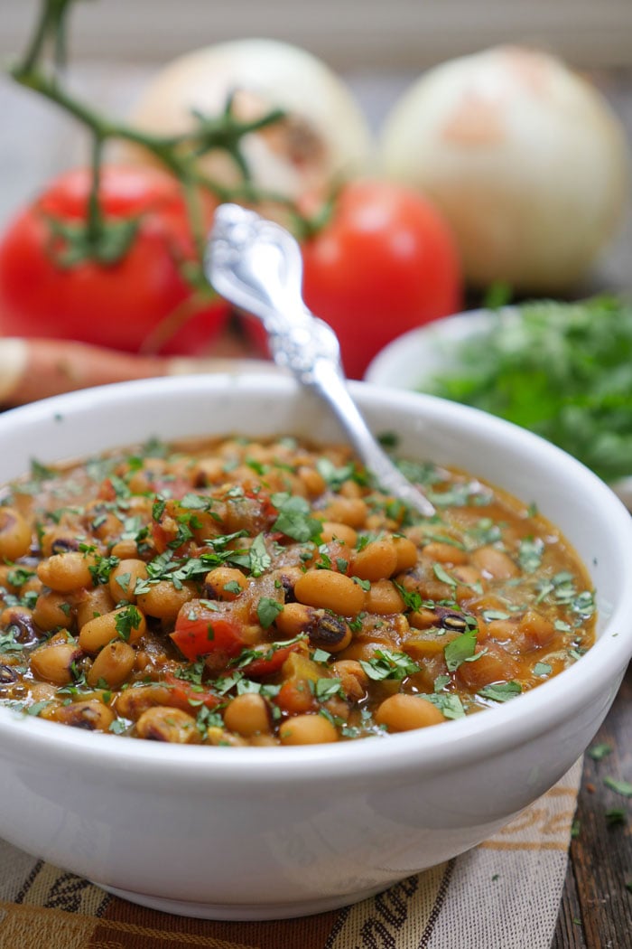 Instant Pot Indian black eyed pea curry by Ashley of MyHeartBeets.com