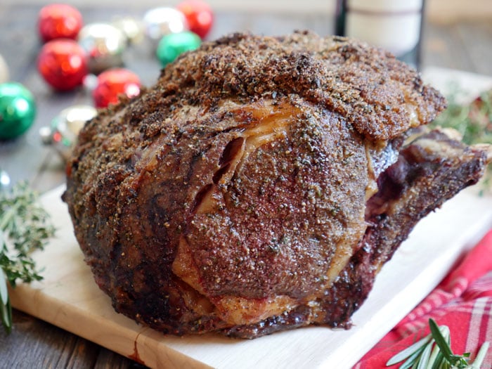 Herbed Rib Roast with Red Wine Au Jus - Perfect for Christmas Dinner! Recipe by Ashley of MyHeartBeets