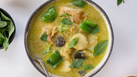 Green curry with eggplant and chicken on sale