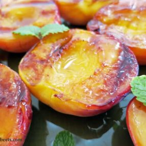 Grilled peaches honey maple syrup