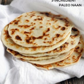 3-ingredient Paleo Naan by Ashley of MyHeartBeets.com - use this as a flatbread, tortilla, or crepe!!