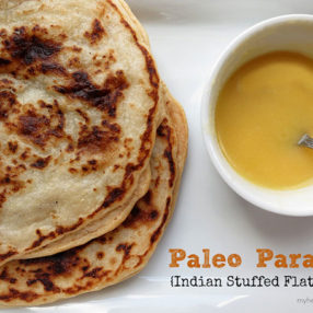 Indian stuffed flatbread - paleo friendly, gluten-free myheartbeets.com