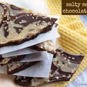 salty sesame chocolate bark - myheartbeets.com