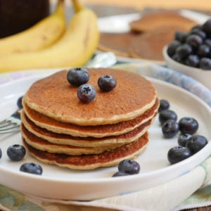 Banana Oatmeal Pancakes by Ashley of MyHeartBeets.com