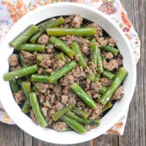 Spicy sage ground beef and green beans by ashley of myheartbeets.com