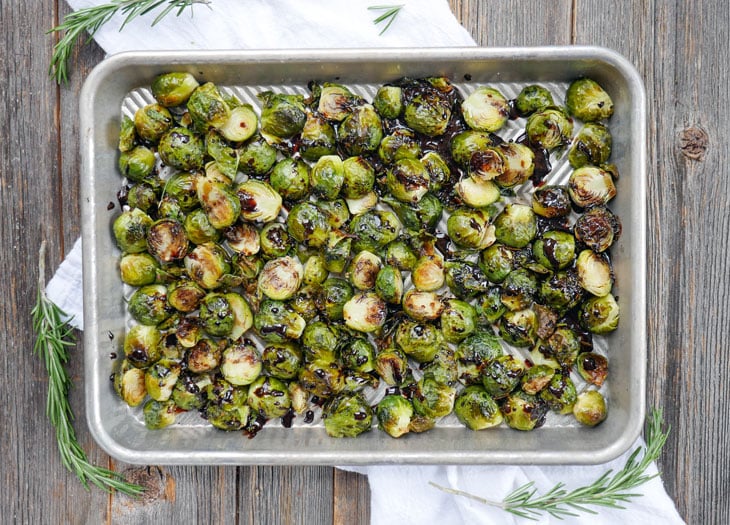 roasted brussels sprouts with balsamic glaze by ashley of myheartbeets.com