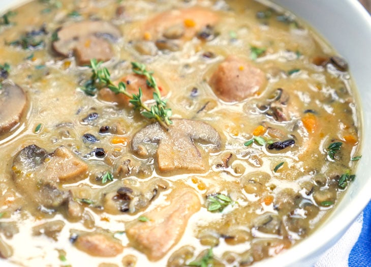 Instant Pot Chicken and Wild Rice Soup by ashley of myheartbeets.com
