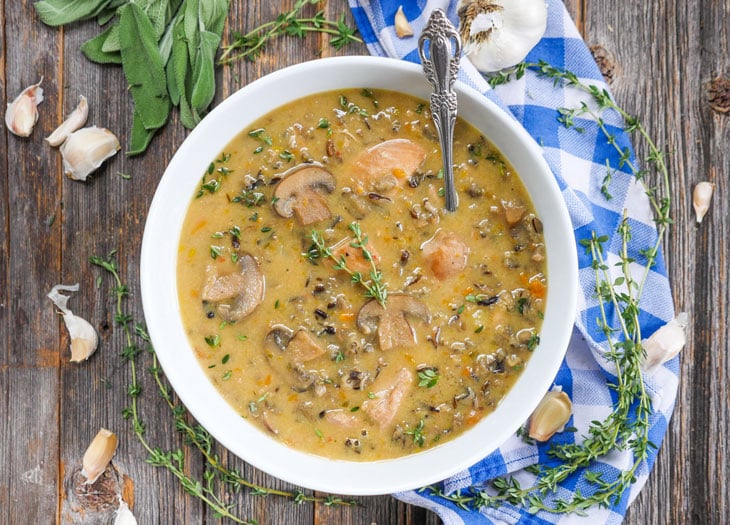 Instant Pot Chicken and Wild Rice Soup by ashley of myheartbeets.com