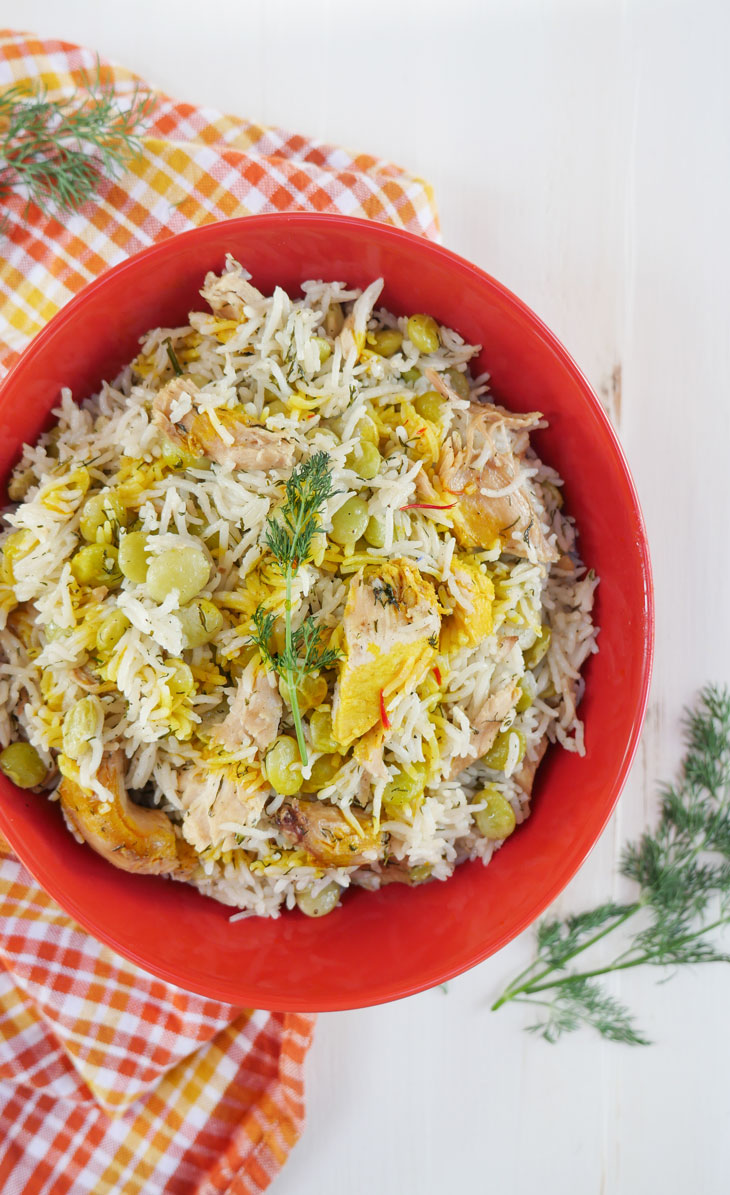 Instant Pot Baghali Polo (Persian Rice with Dill, Lima Beans and Chicken) by ashley of myheartbeets.com