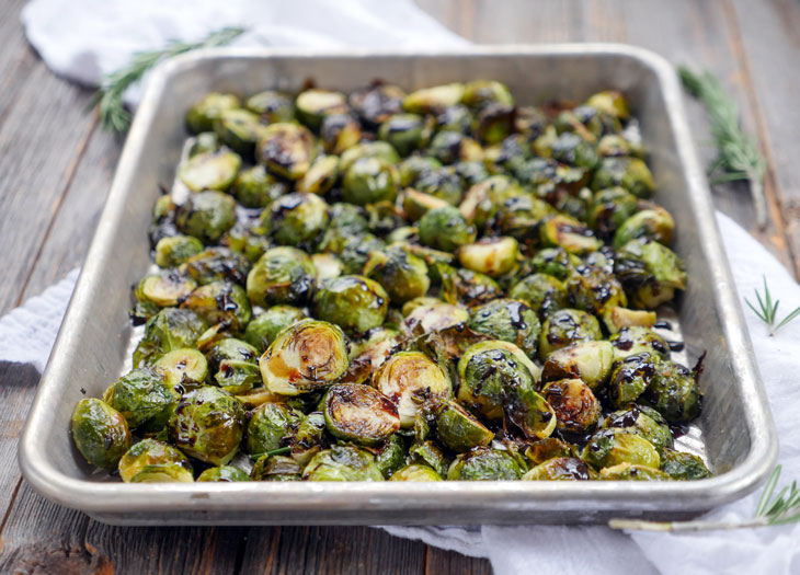 roasted brussels sprouts with balsamic glaze by ashley of myheartbeets.com