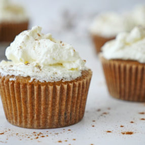 Chai Chocolate Chip Cupcakes with Whipped Cream Frosting