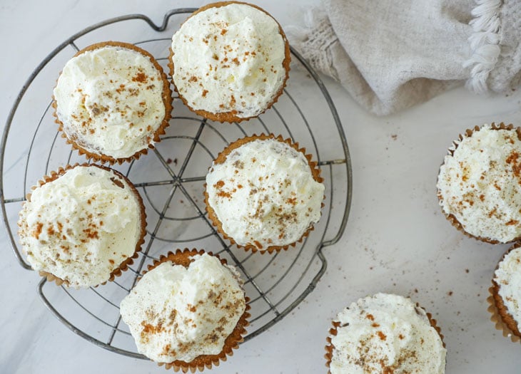 Chai Chocolate Chip Cupcakes with Whipped Cream Frosting