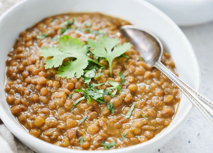 instant pot Indian brown lentil dal (whole masoor dal)