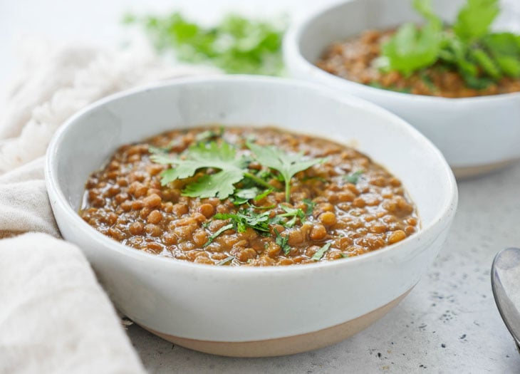 instant pot Indian brown lentil dal (whole masoor dal)
