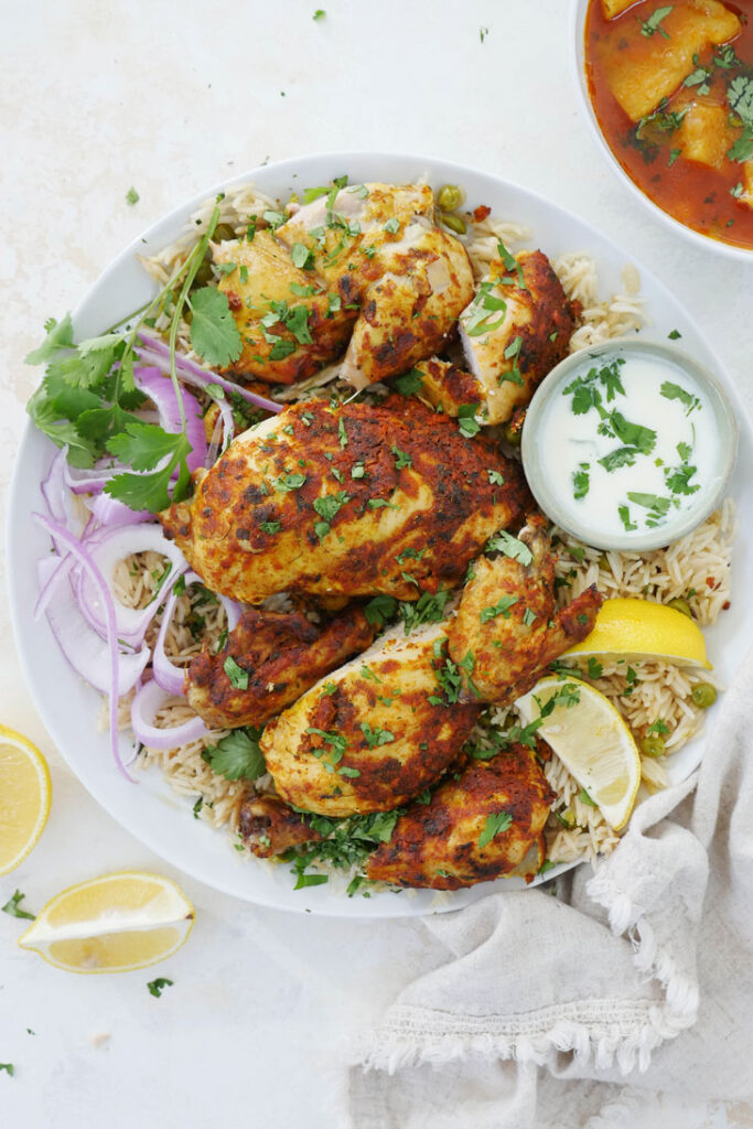 Instant Pot Whole Tandoori Chicken with Potato Curry | My Heart Beets