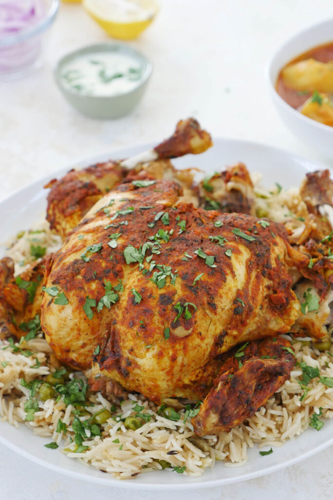 Instant Pot Whole Tandoori Chicken with Potato Curry | My Heart Beets